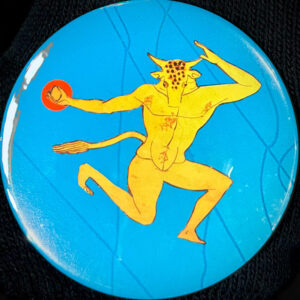 Collage badge by Ben showing a yellow minotaur figure against a blue and orange background